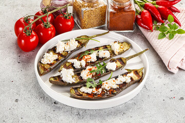 Grilled eggplant with feta cheese