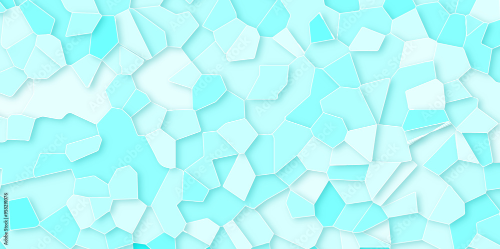 Poster abstract light blue broken stained-glass background with colorful line. geometric seamless pattern w