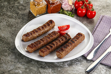 Grilled beef kebab minced meat