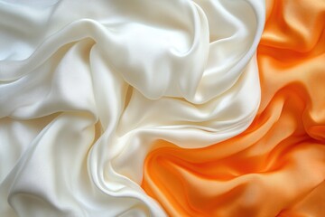 Obraz premium Elegant white orange satin fabric texture waves