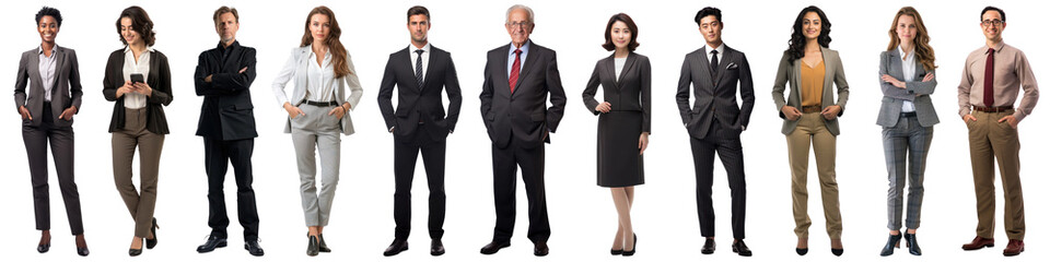 Fototapeta premium Diverse business people full body png cut out element set