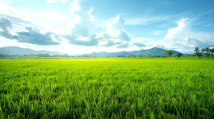 Fototapeta premium Southeast Asian Rice Cultivation, Traditional Agriculture, Text Placeholder