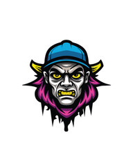 Illustrate a dynamic urban street art design with a menacing monster, a vibrant color palette, and bold lines.