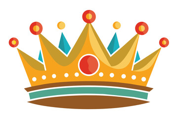 An elegant crown featuring a striking red jewel positioned at the top, representing royalty and prestige.