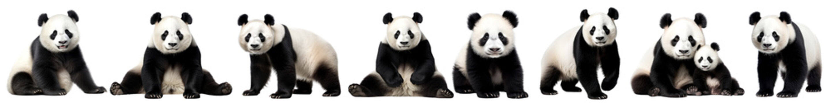 Panda wild animal png cut out element set