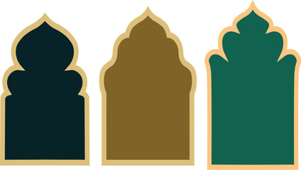 Vector illustration of different colors of Islamic style windows and arches with modern style for Ramadan Kareem 