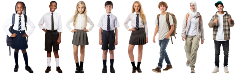 diverse student school staff png cut out element set