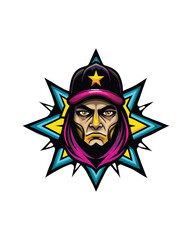 illustrate a dynamic urban street art design with a graffiti artist.