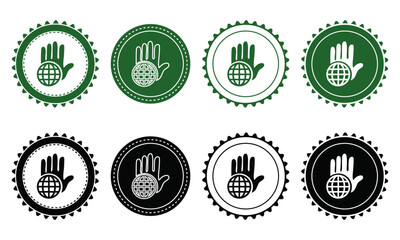 Ecology icon set. Ecology Stamps. Environment, sustainability, nature, recycle, renewable energy; electric bike, eco-friendly, forest, wind power, green symbol. Solid icons vector collection.