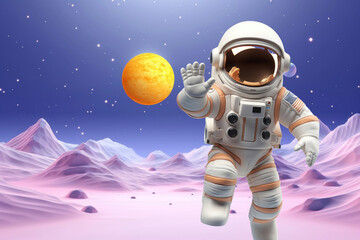 3D astronaut floating in space remix
