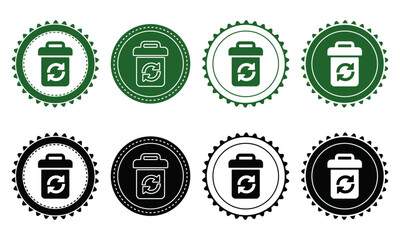 Ecology icon set. Ecology Stamps. Environment, sustainability, nature, recycle, renewable energy; electric bike, eco-friendly, forest, wind power, green symbol. Solid icons vector collection.