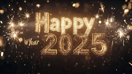 3D Text Happy New Year 2025 Beautiful Holiday Web Background