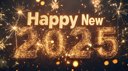 3D Text Happy New Year 2025 Beautiful Holiday Web Background