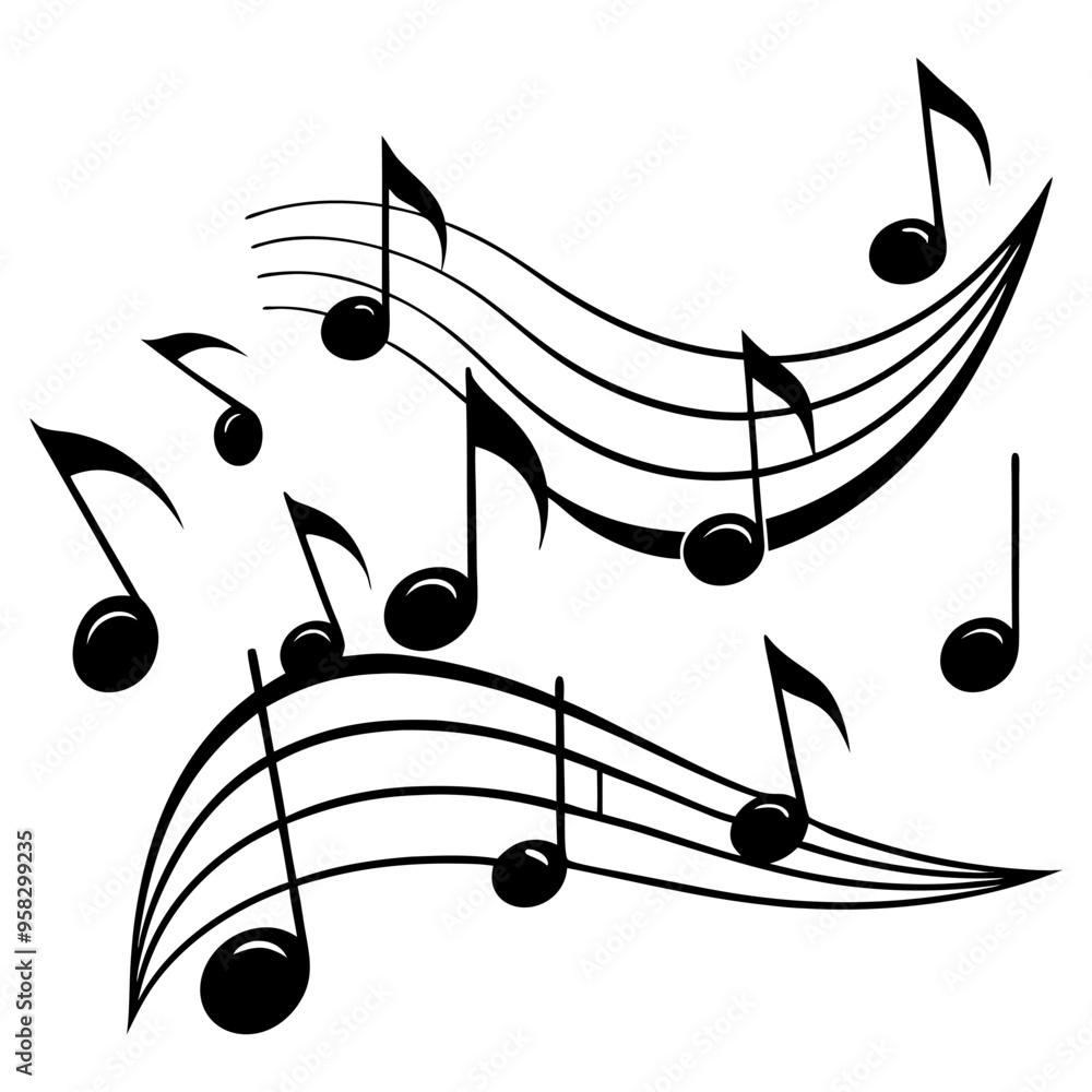 Aufkleber musical background with notes. flying music notes. song notation in flat design. vector illustration