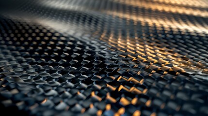Fototapeta premium 3D image of classic carbon fiber background texture. Close-up photo of carbon weaving.