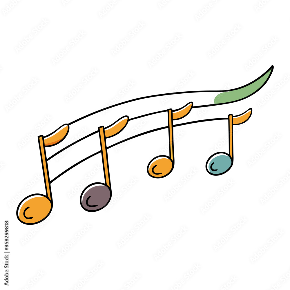 Aufkleber musical background with notes. flying music notes. song notation in flat design. vector illustration
