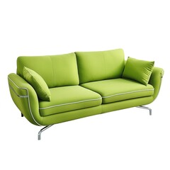 Fototapeta premium Green colored Modern sofa Furniture set for interior design png transparent on white 