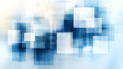 Abstract blue and white composition with geometric shapes blending smoothly in a serene environment