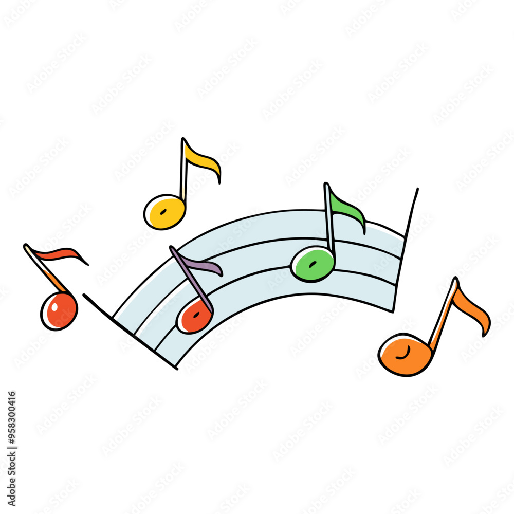 Aufkleber musical background with notes. flying music notes. song notation in flat design. vector illustration