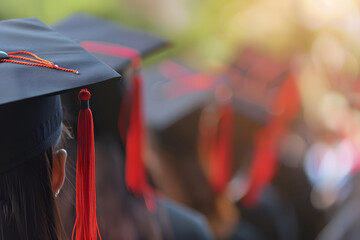 A student wearing a bachelor's gown at a graduation ceremony