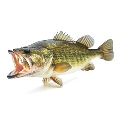 Largemouth Bass Fish Isolated on White 