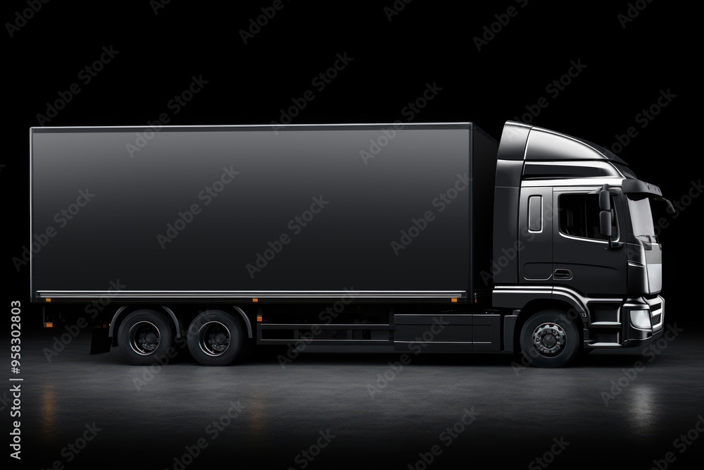 Wall mural black truck, freight transportation.