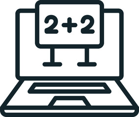 Laptop displaying simple math equation for online learning