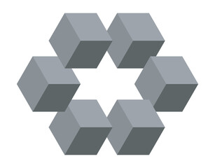 Abstract geometric 3D shape logo with vector elements and a modern design, creating a bold, eye-catching background perfect for branding, icons, and visual identity.