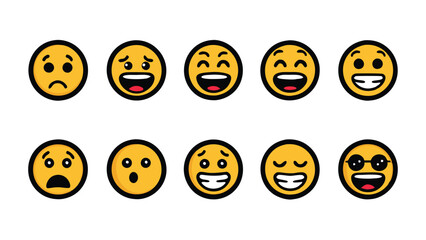Obraz premium Set of hand-drawn doodle emoji faces, sketch style.