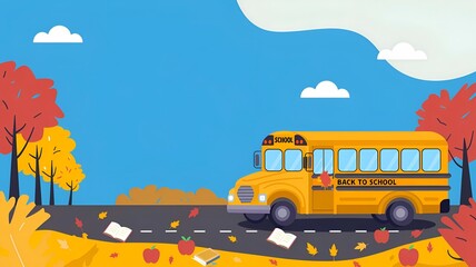 School education concept in cartoon style. Back to school. Welcome text on chalkboard with colored pencils and space for text. Creative web banner or web template