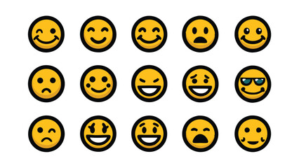 Hand-drawn doodle emoji faces set. Vector graphics.