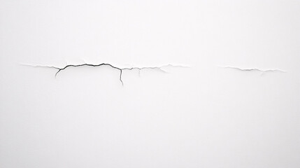 A stark image featuring a thin, dark crack running vertically down a smooth, white wall. The crack extends from the top to the bottom of the frame, creating a sense of tension and disruption. The