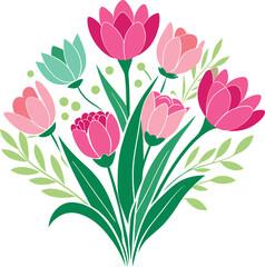 Charming Spring Flower Bunch Vector Design