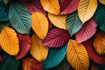 Colorful autumn leaves texture for natural background
