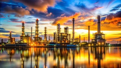 Fototapeta premium oil refinery at sunset