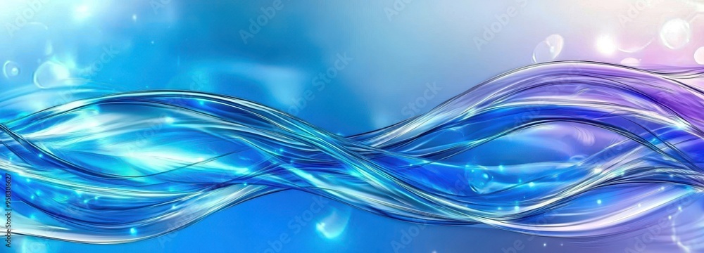 Poster a serene abstract background featuring flowing blue waves, perfect for design projects that require 