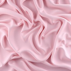 Fototapeta premium The image depicts an elegant wave of silk fabric with a gradient of pink hues ranging from light to dark. 