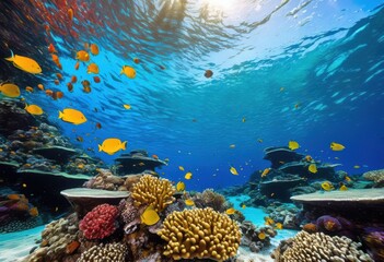 vibrant marine ecosystems featuring diverse aquatic wildlife colorful underwater landscapes rich coral reefs exotic fish species, colors, diversity, ocean, sea, habitat