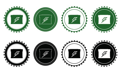 Ecology icon set. Ecology Stamps. Environment, sustainability, nature, recycle, renewable energy; electric bike, eco-friendly, forest, wind power, green symbol. Solid icons vector collection.