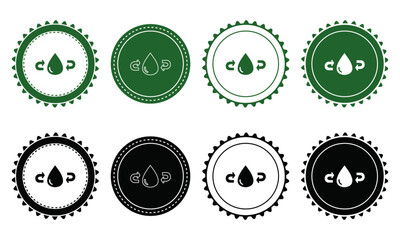 Ecology icon set. Ecology Stamps. Environment, sustainability, nature, recycle, renewable energy; electric bike, eco-friendly, forest, wind power, green symbol. Solid icons vector collection.