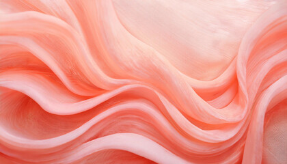 Obraz premium Color of the year 2024 peach fuzz. Abstract light coral art background. Watercolor painting on canvas with soft beige wavy gradient. Texture backdrop.