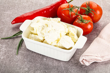 Soft Philadephia cheese in the bowl