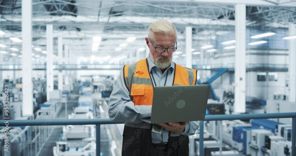 Aufkleber portrait of a thoughtful middle aged engineer monitoring and analyzing conditions at a modern electr