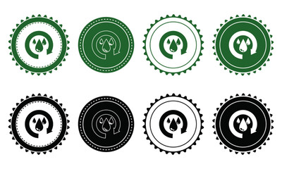 Ecology icon set. Ecology Stamps. Environment, sustainability, nature, recycle, renewable energy; electric bike, eco-friendly, forest, wind power, green symbol. Solid icons vector collection.