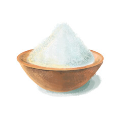 ceramic bowl with flour isolated on white