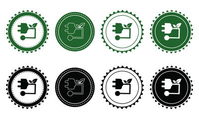 Ecology icon set. Ecology Stamps. Environment, sustainability, nature, recycle, renewable energy; electric bike, eco-friendly, forest, wind power, green symbol. Solid icons vector collection.