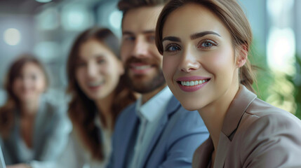 Obraz premium Business lady and team in the office.