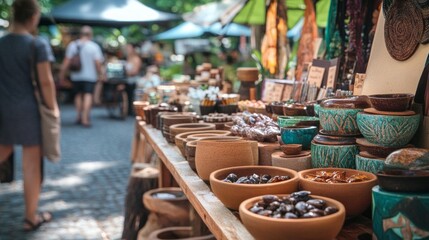 Green Haven Market, a vibrant eco-friendly space showcasing organic goods, artisanal crafts, and sustainable practices, fostering community and supporting local artisans.