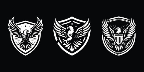 Fototapeta premium eagle design with shield vector illustration three designs in one screen