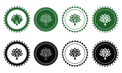 Ecology icon set. Ecology Stamps. Environment, sustainability, nature, recycle, renewable energy; electric bike, eco-friendly, forest, wind power, green symbol. Solid icons vector collection.